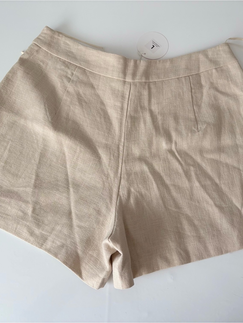 Mable Linen Blend Matching Set Shorts & Button Front Crop Top Neutral L - Picture 9 of 9